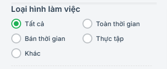 Tìm việc làm theo loại hình làm việc trên TopCV